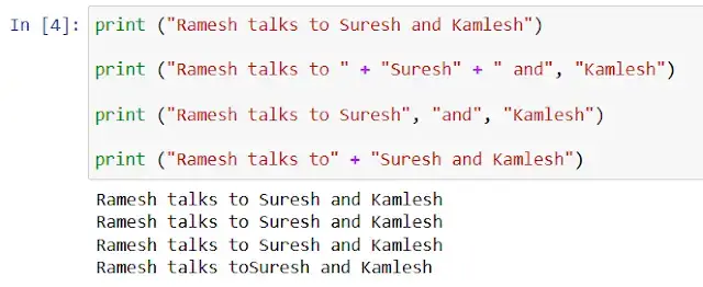 Which of the following code blocks print - ”Ramesh talks to Suresh and Kamlesh”